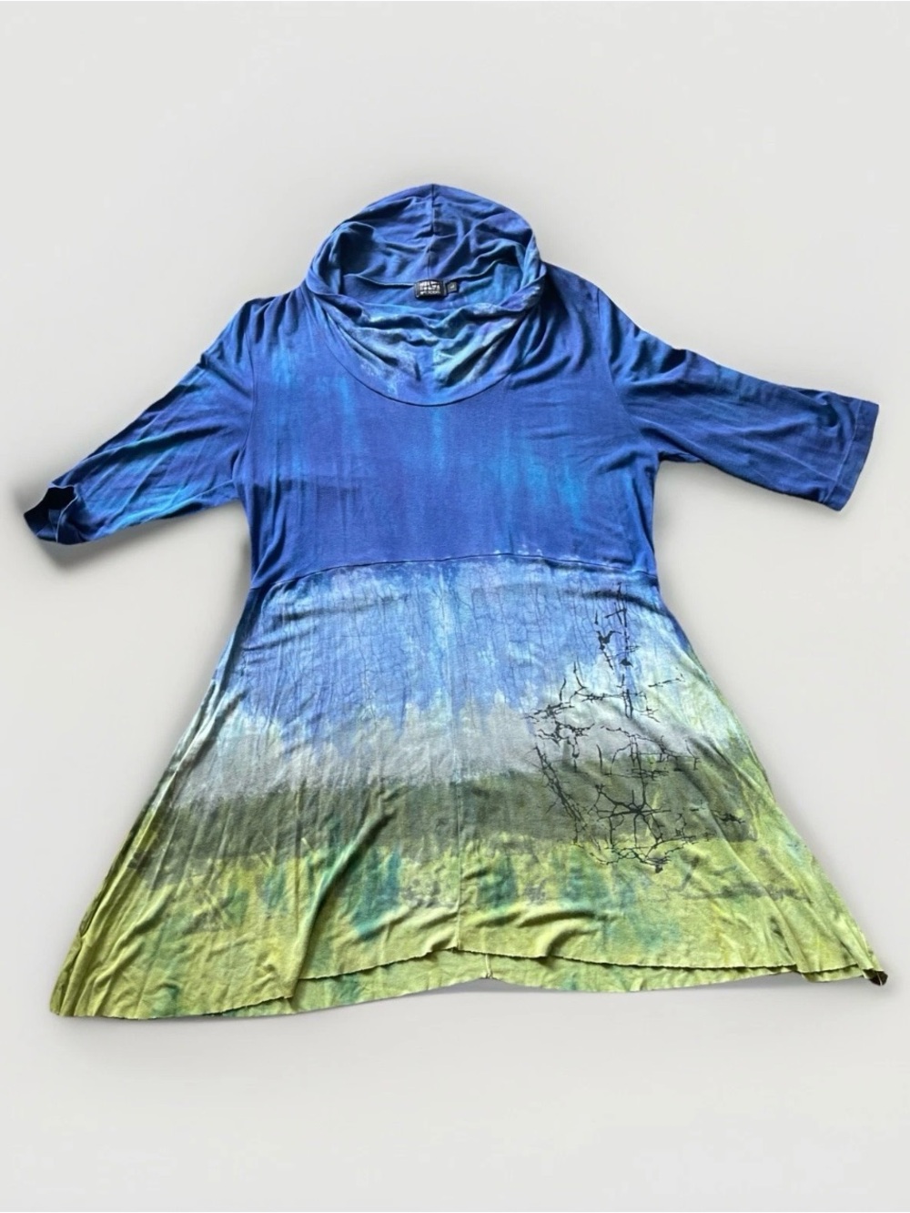 Art of Cloth "Wearable Art" Cowl Neck Tunic – Watercolor Landscape – Size L